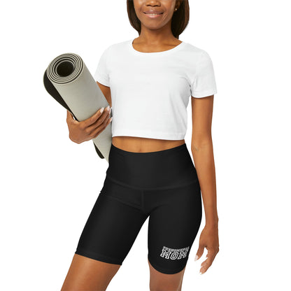 Black high-waisted yoga shorts for women by Grey Coco, featuring a comfortable fit and sleek design for active wear.