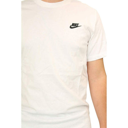 Men’s white Nike short sleeve T-shirt, casual sportswear, with Nike logo visible, designed for active and everyday wear.
