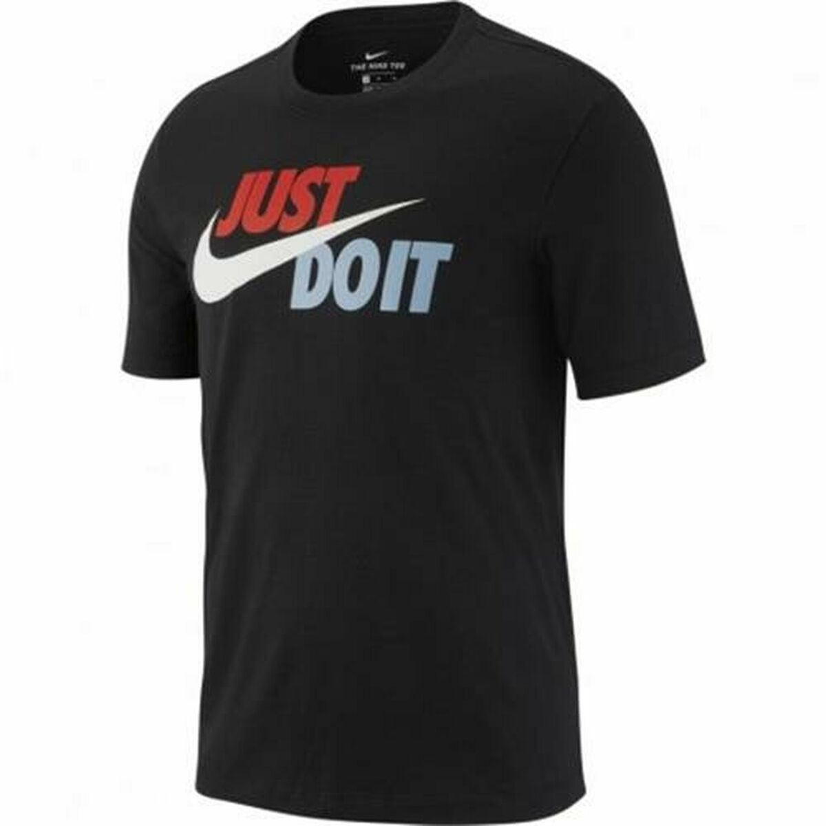 Men’s Nike short sleeve T-shirt in black with Nike logo, made for sports and outdoor activities.