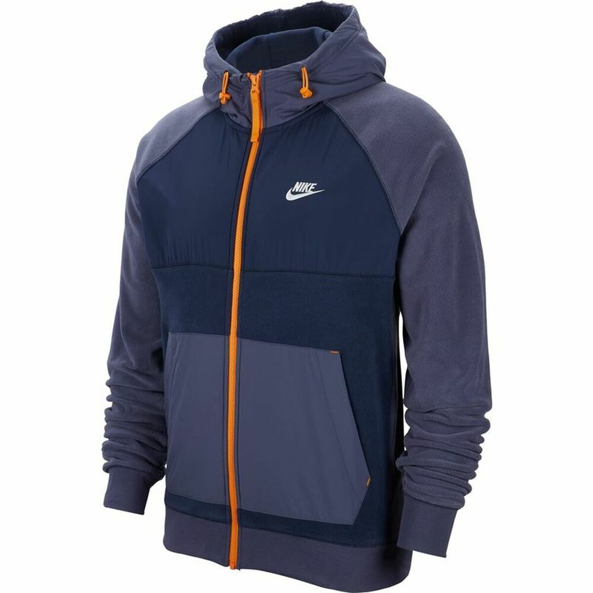 Dark blue Nike Sportswear sports jacket with lightweight design and zippered pockets, ideal for outdoor activities.