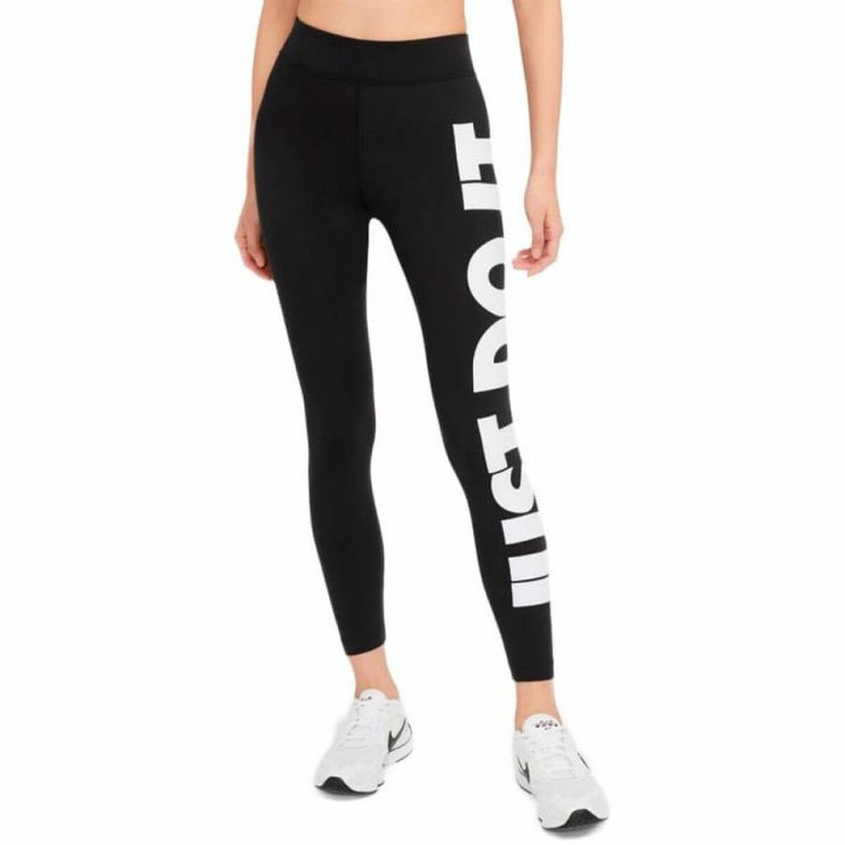 Black Nike sport leggings for women, athletic and comfortable, perfect for workout and outdoor activities.