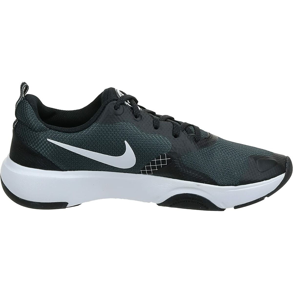 Black Nike City Rep TR DA1351 women’s sports trainers with breathable mesh and cushioned soles for comfortable active wear.