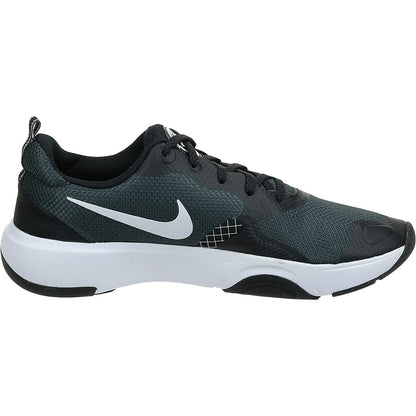 Black Nike City Rep TR DA1351 women’s sports trainers with breathable mesh and cushioned soles for comfortable active wear.