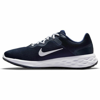 Nike Revolution 6 adult navy running shoes with breathable mesh upper and cushioned sole for comfortable sports activity
