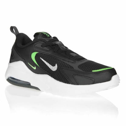 Black Nike Air Max Bolt B sports shoes for kids, featuring breathable material and sporty design, suitable for active children.