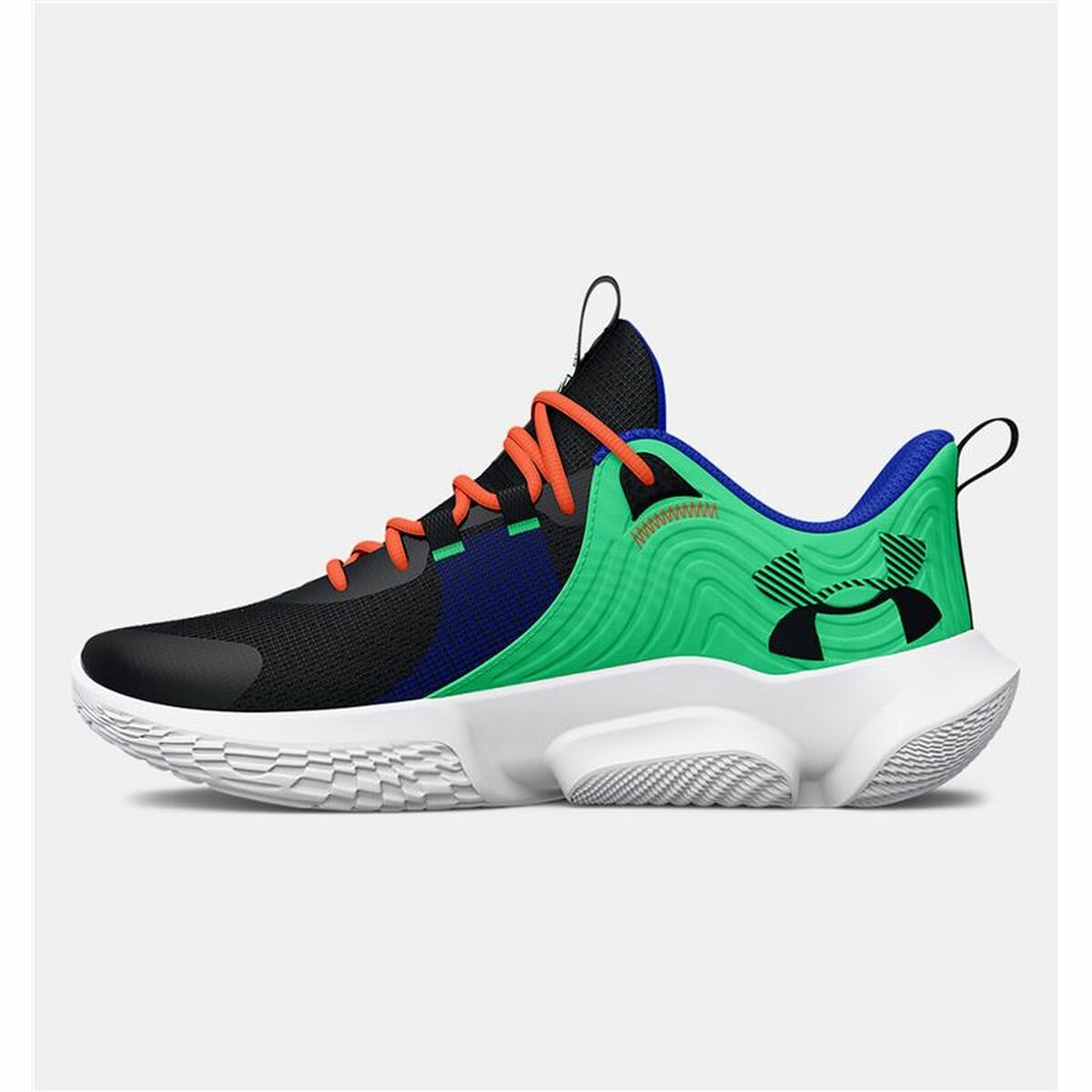 Adult Under Armour Flow Futr X green basketball shoes for men, featuring sporty design and athletic performance.