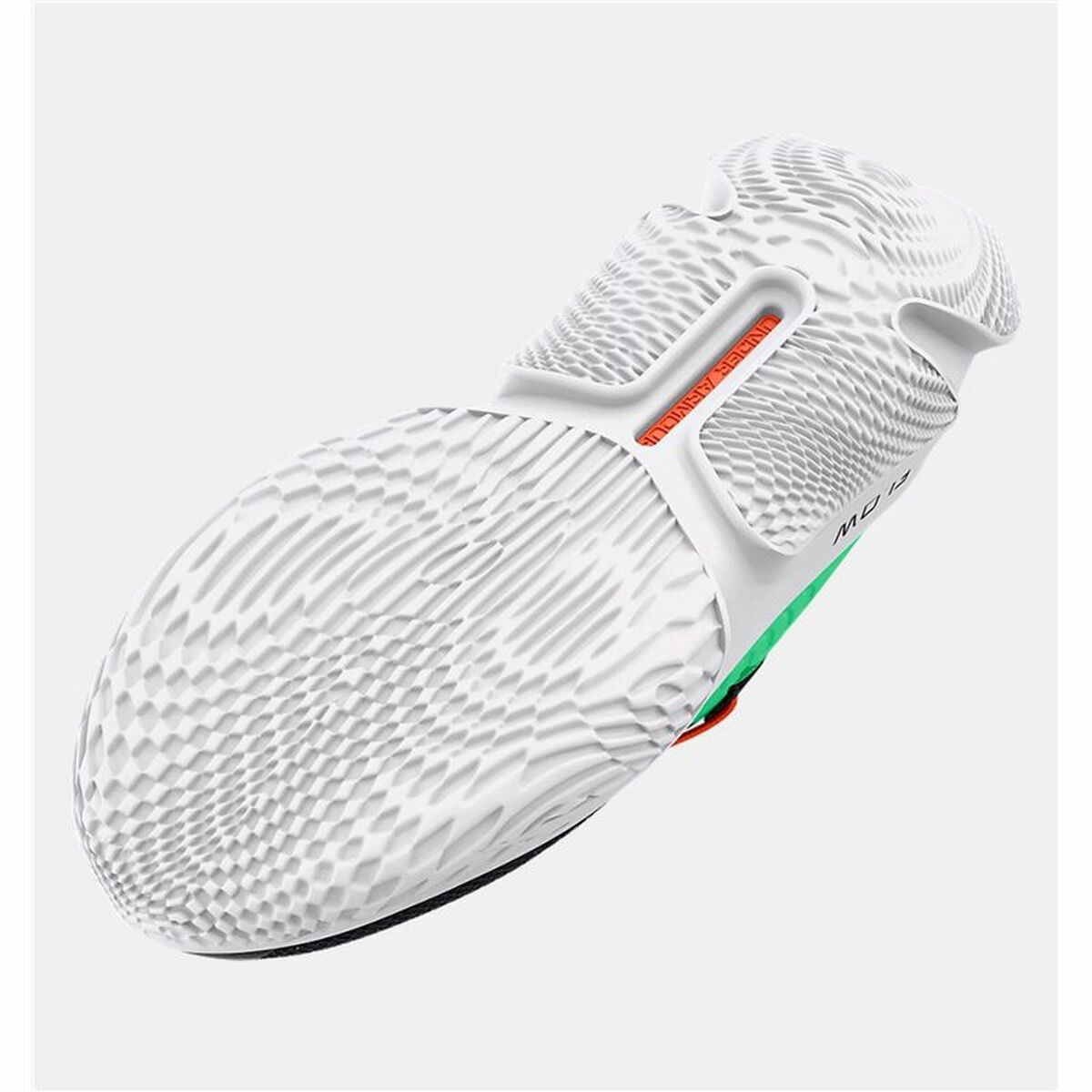 Green Under Armour Flow Futr X basketball shoes for men, athletic sports footwear with modern design and supportive sole.