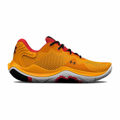 Orange Under Armour Spawn 4 basketball shoes for men, featuring sporty design and performance-ready athletic footwear.