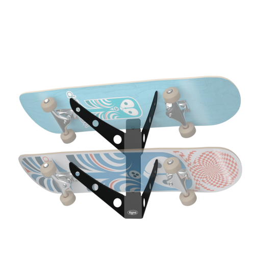 Crimson Astraeus skateboard rack for 1, 2, or 3 decks, made of durable organization material, with a sleek, modern design.