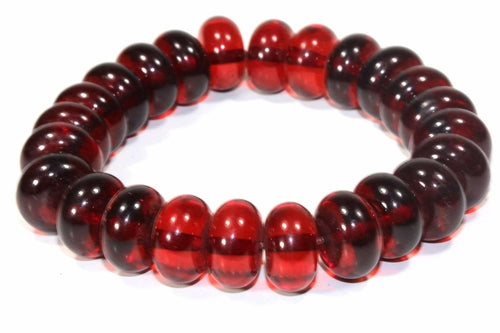 Silver Hestia glowing amber red bracelet featuring a string of luminous amber-red beads on a silver bracelet.