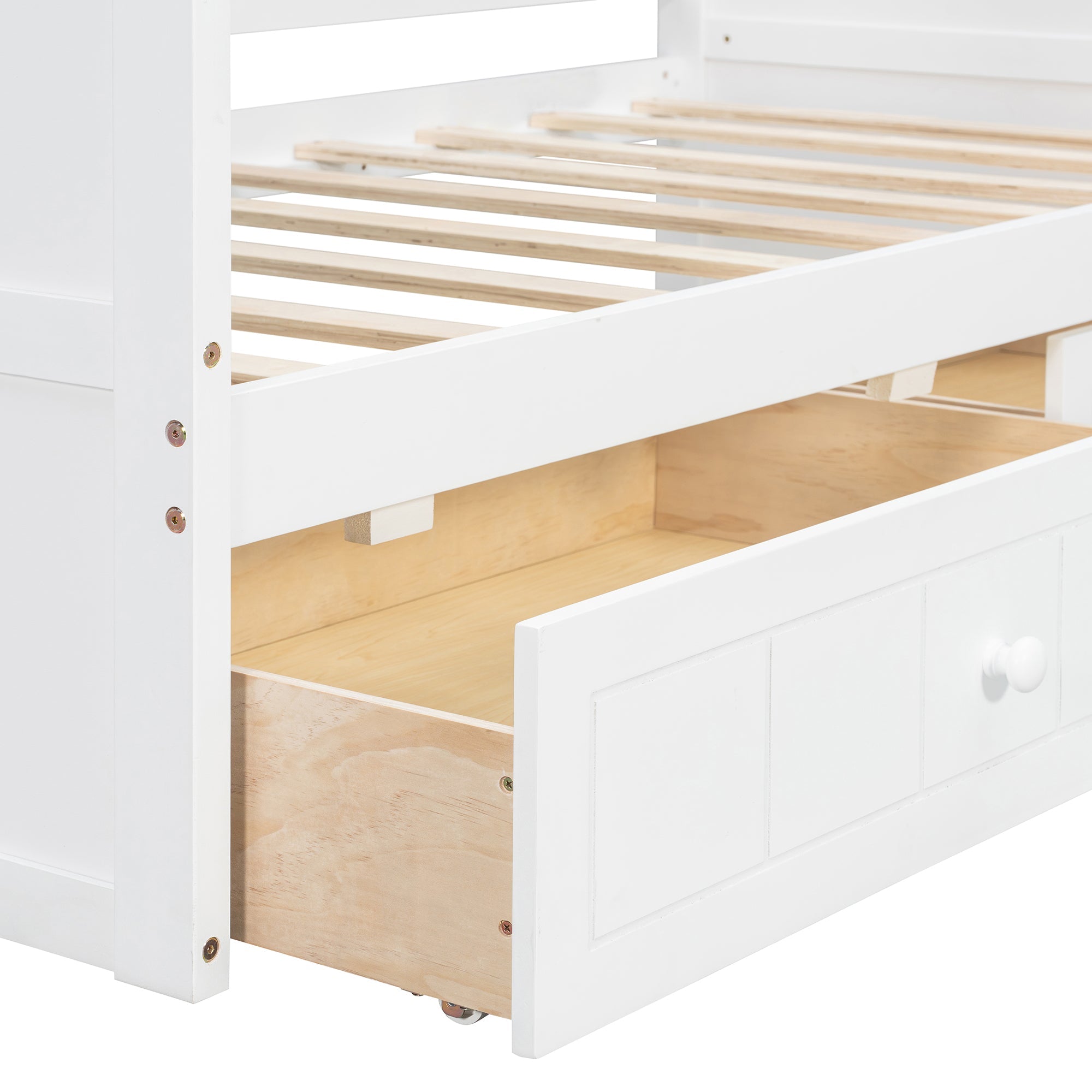 Sangria Beech twin size canopy day bed with two drawers and canopy frame, ideal for bedroom furniture and stylish sleeping space.