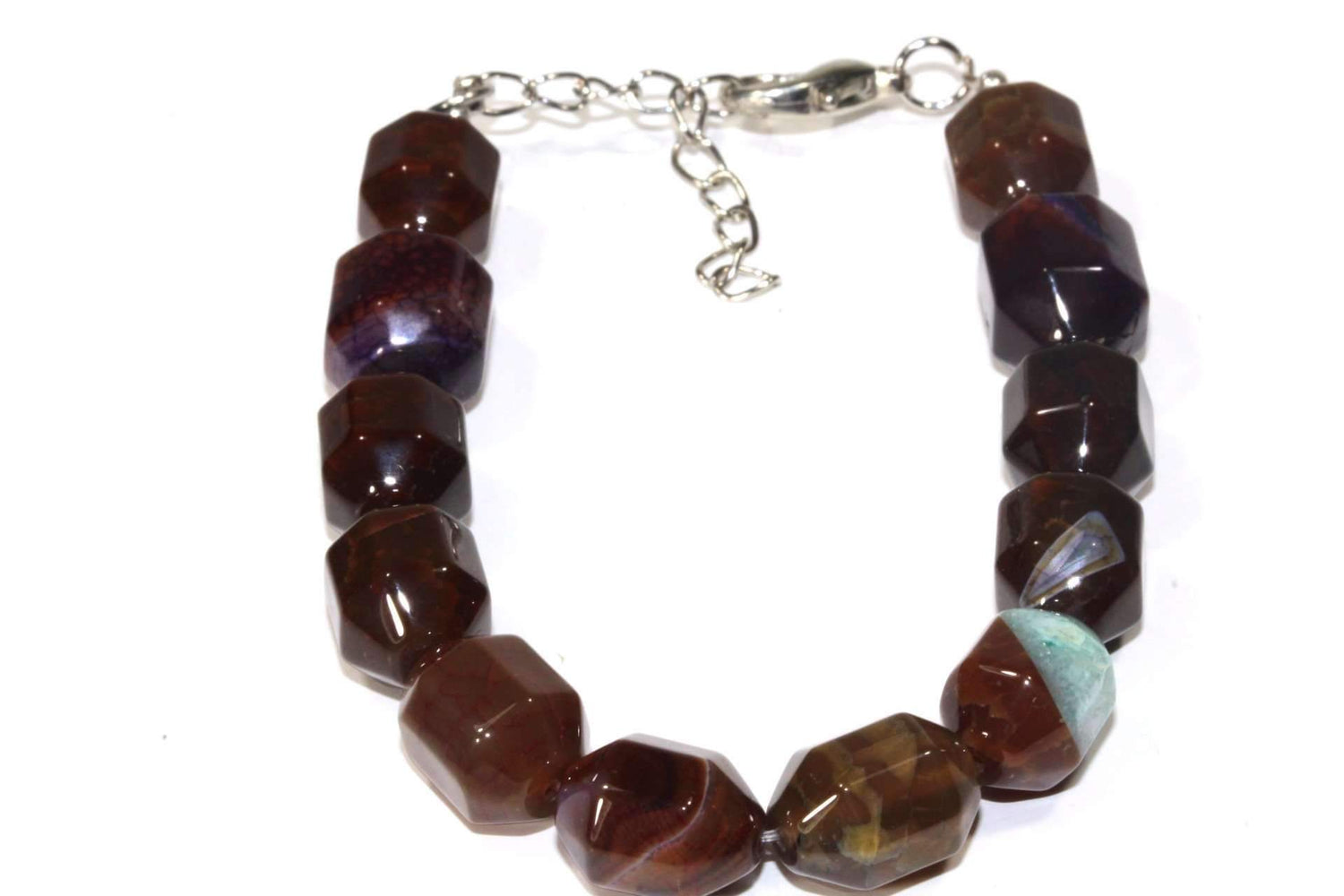 Mixed brown quartz chunk yoga bracelet by Silver Hestia with natural stone beads and a sleek, stylish design.