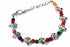 Colorful Fleur De Lis bracelet by Silver Hestia featuring vibrant beads and intricate metal charms on a multi-colored design.