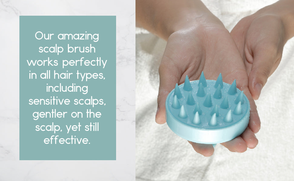 Violet Atlas Hair Scalp Massager for bath and beauty, with soft silicone bristles for relaxing scalp massage.
