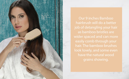 Violet Atlas wooden detangling hair brush with natural wood finish and flexible bristles for gentle hair detangling.