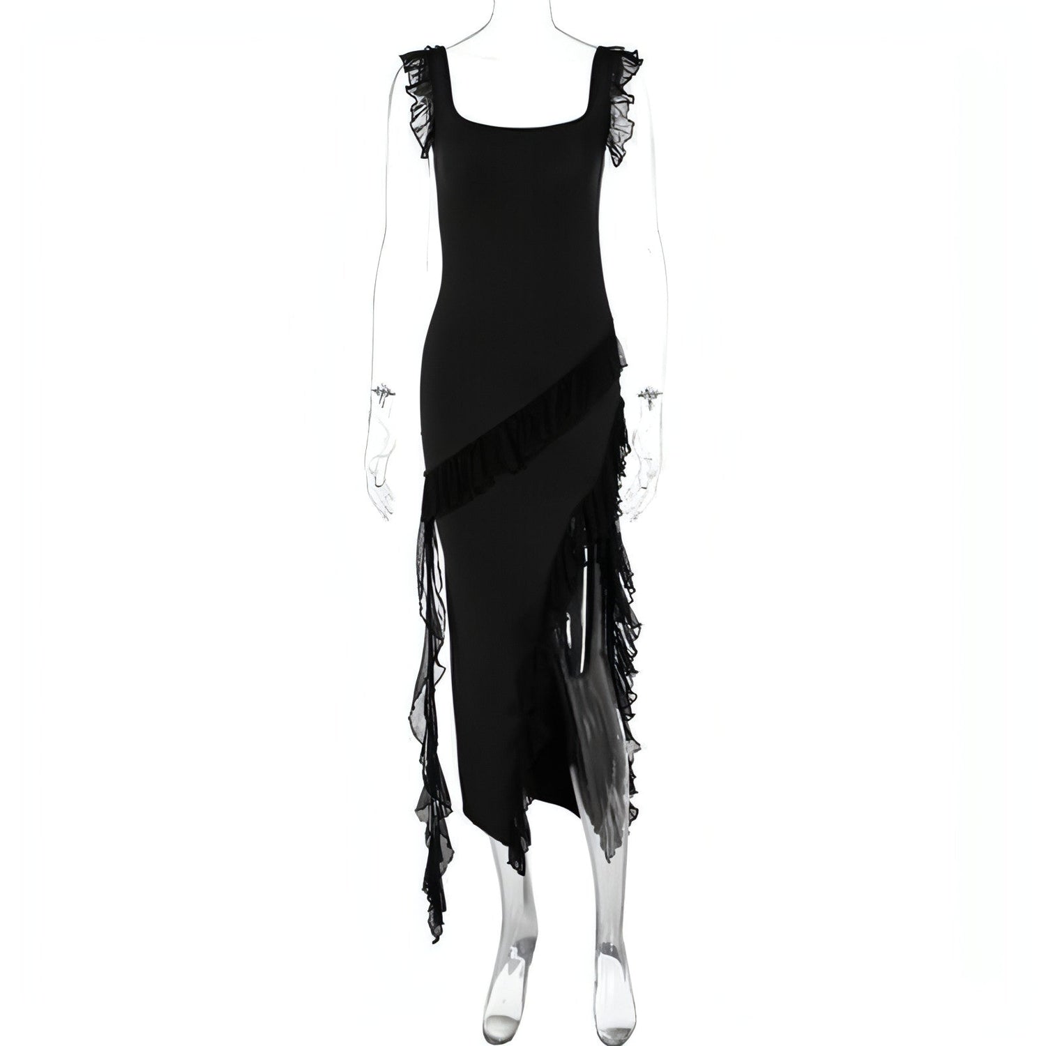 Female summer fashionable stringy selvedge stitching dress by Carmine Juneberry, featuring a stylish and breathable design.
