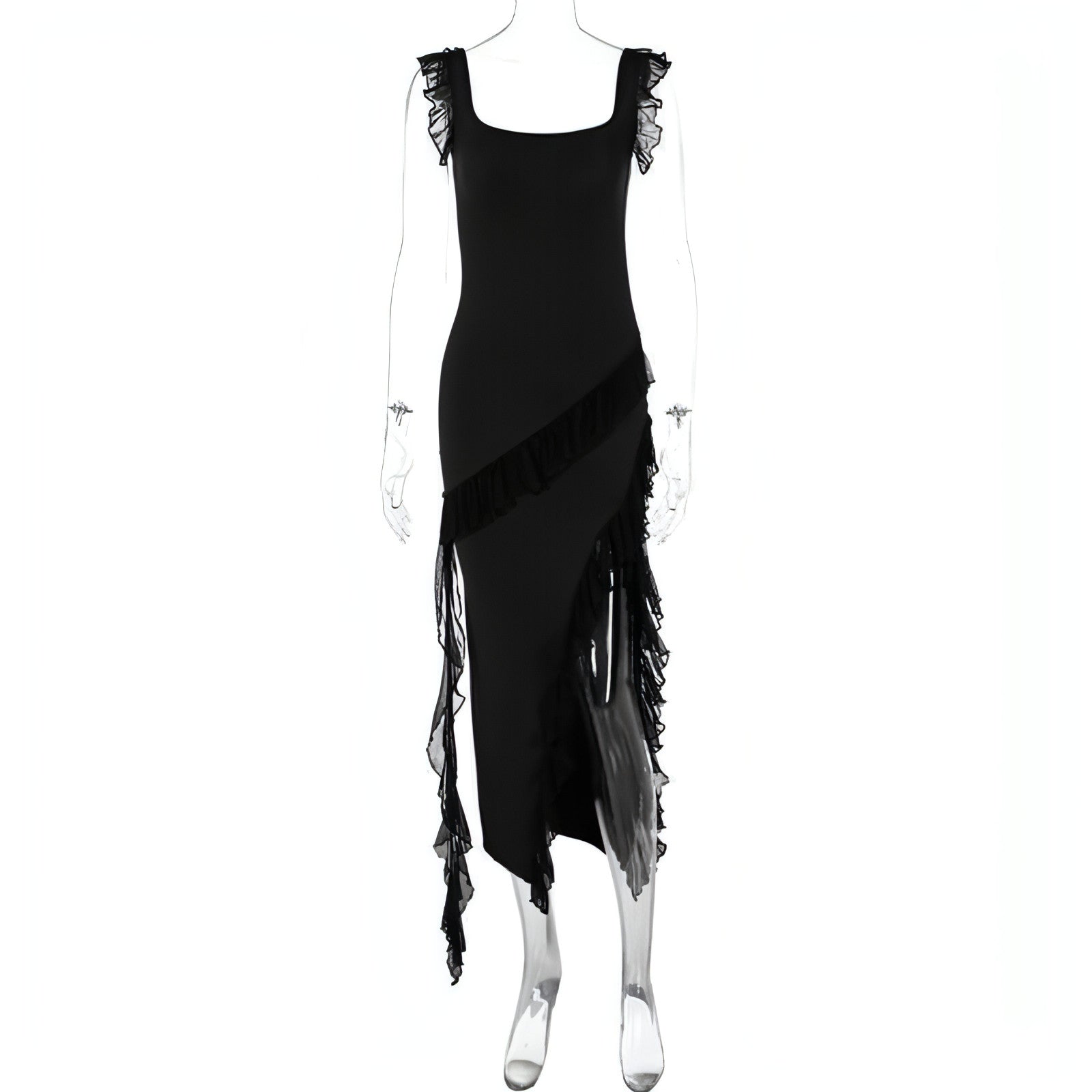 Female summer fashionable stringy selvedge stitching dress by Carmine Juneberry, featuring a stylish and breathable design.
