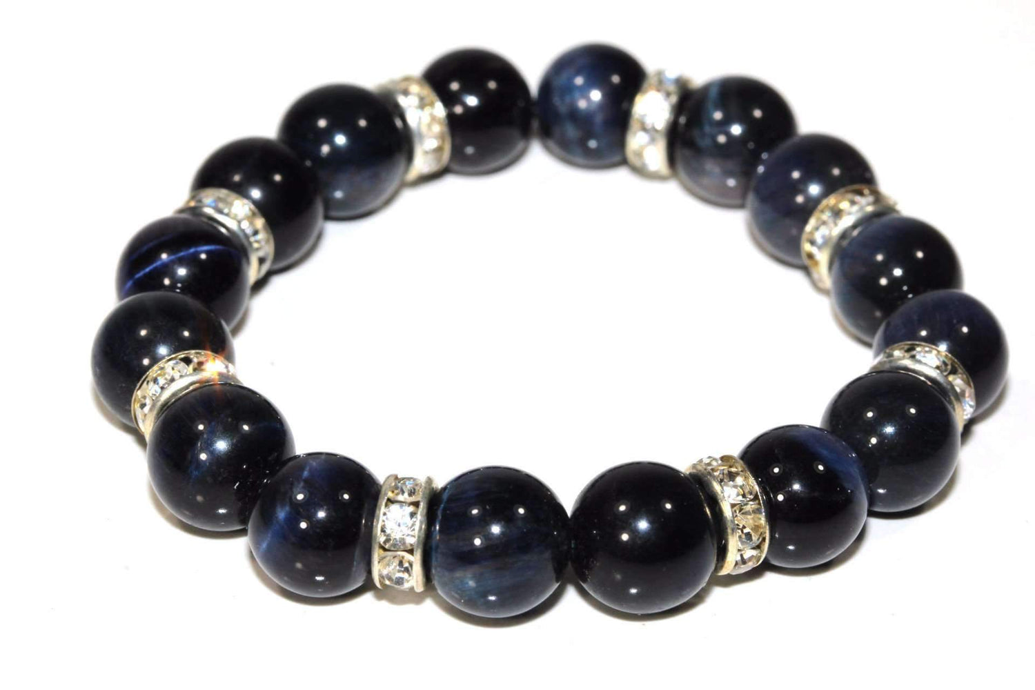 Silver Hestia agate and pave charms yoga bracelet featuring colorful agate beads and sparkling accents on a stretch cord.