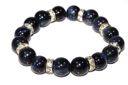 Silver Hestia agate and pave charms yoga bracelet featuring colorful agate beads and sparkling accents on a stretch cord.