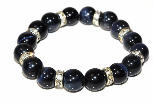 Silver Hestia Agate and pave charms yoga bracelet featuring polished agate beads and sparkling pave accents on a stretch bracelet.