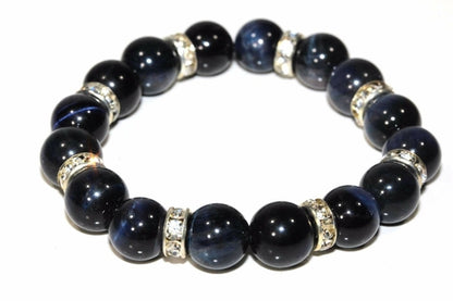 Silver Hestia Agate and pave charms yoga bracelet featuring polished agate beads and sparkling pave accents on a stretch bracelet.