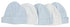 Set of five Emerald Clover Bambini blue and white baby caps for kids and babies, soft fabric with cute striped design.