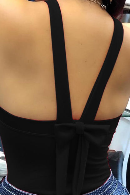 Backless bowknot tank top with thick straps for women, featuring a stylish design in soft fabric by Jade.
