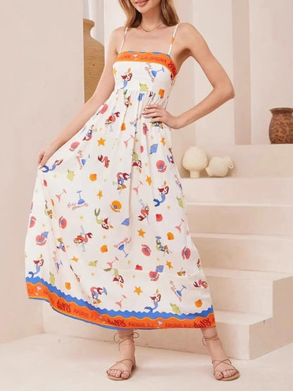 Printed square neck summer cami dress by Carmine Juneberry featuring a stylish, lightweight design perfect for warm weather.
