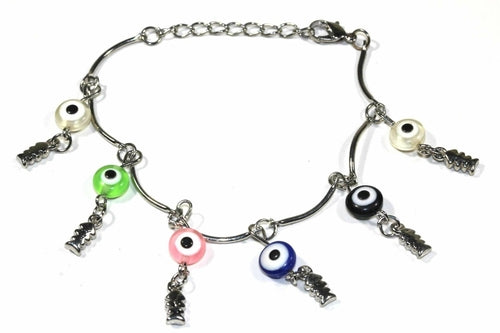 Silver Hestia Age Old Charms bracelet with intricate silver charms and beads, stylish and detailed jewelry accessory.