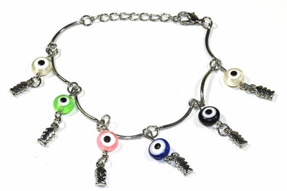 Silver Hestia Age Old Charms bracelet with intricate silver charms and beads, stylish and detailed jewelry accessory.