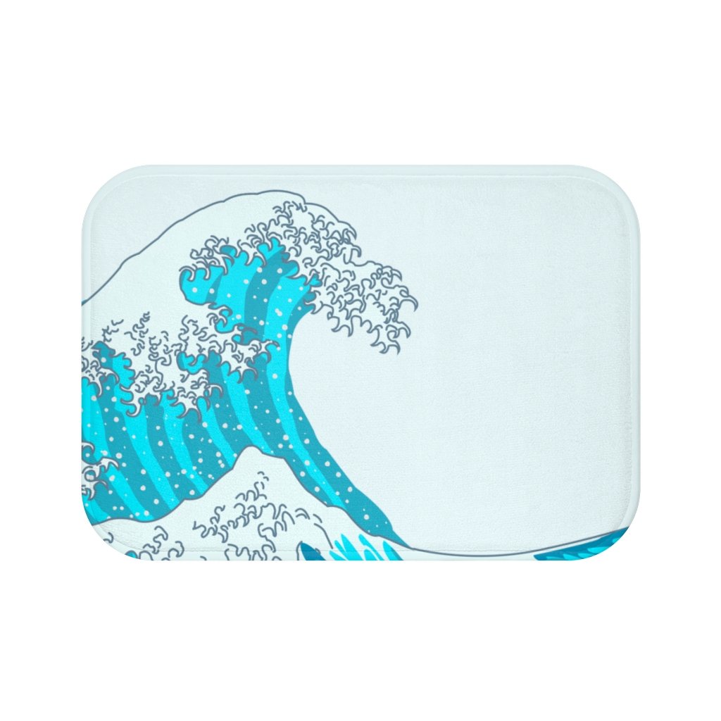 Yellow Pandora Waves bathroom bath mat with wave pattern, soft texture, and non-slip backing for safety and comfort.