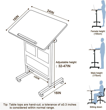 Height Adjustable Standing Desk 16x24 Inches Brown