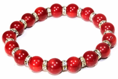 Silver Hestia round agate stone yoga bracelet featuring sparkling polished agate beads and elastic band for comfortable wear.