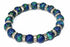 Silver Hestia round agate stone sparkle yoga bracelet featuring polished, multicolored agate beads and subtle shimmer accents.