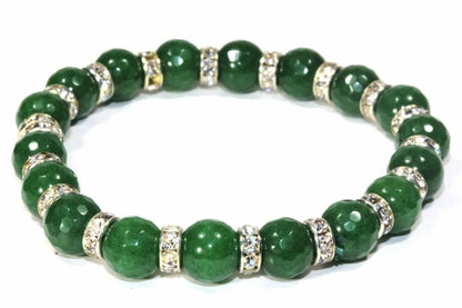 Silver Hestia round agate stone sparkle yoga bracelet with multicolored polished agate beads and subtle shimmer details.