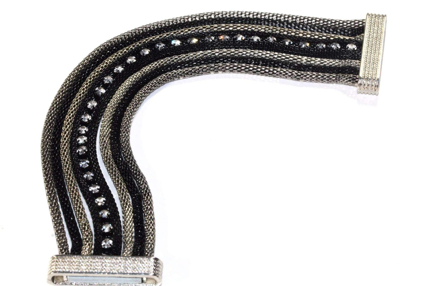 Silver Hestia rope-style dazzling cocktail bracelet featuring intricate twisted design and sparkling embellishments.