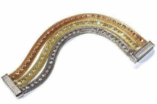 Silver Hestia rope-style dazzling cocktail bracelet with intricate silver links and sparkling accents on a neutral background.