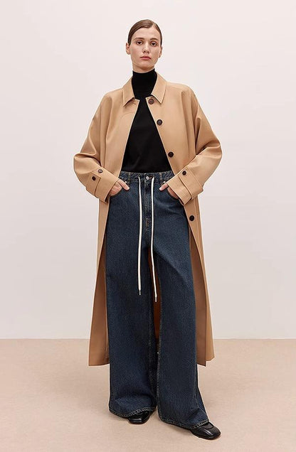 Brown Coeus Retro Blues high waist pleated casual jacket with washed finish, wide fit, and stylish design, perfect for trendy outerwear.