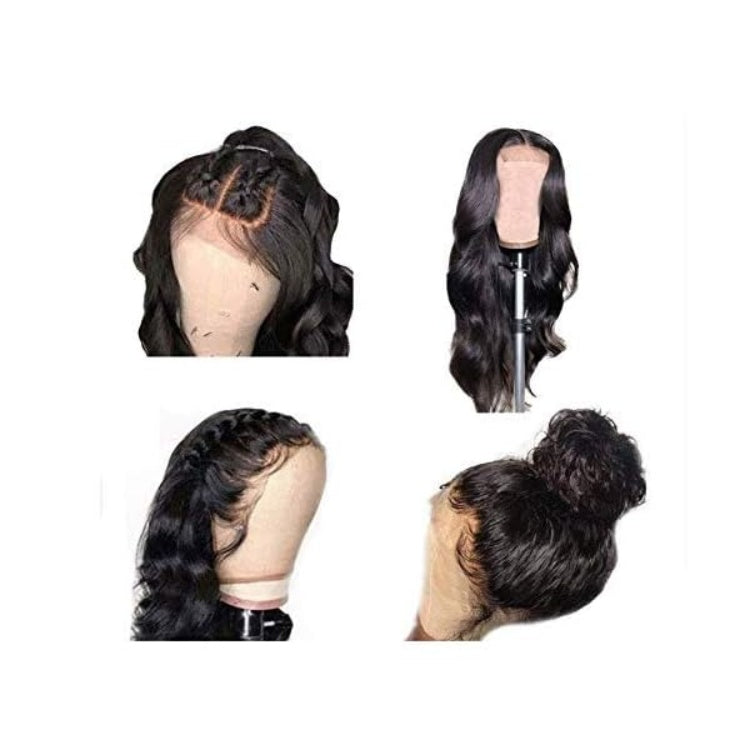 Natural color 4x4 lace closure wig with human hair, body wave style, and full density from Pear Daisy, ideal for versatile styling.