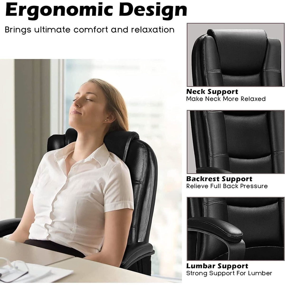 Ergonomic Executive Chair Lumbar Support Height Adjustable