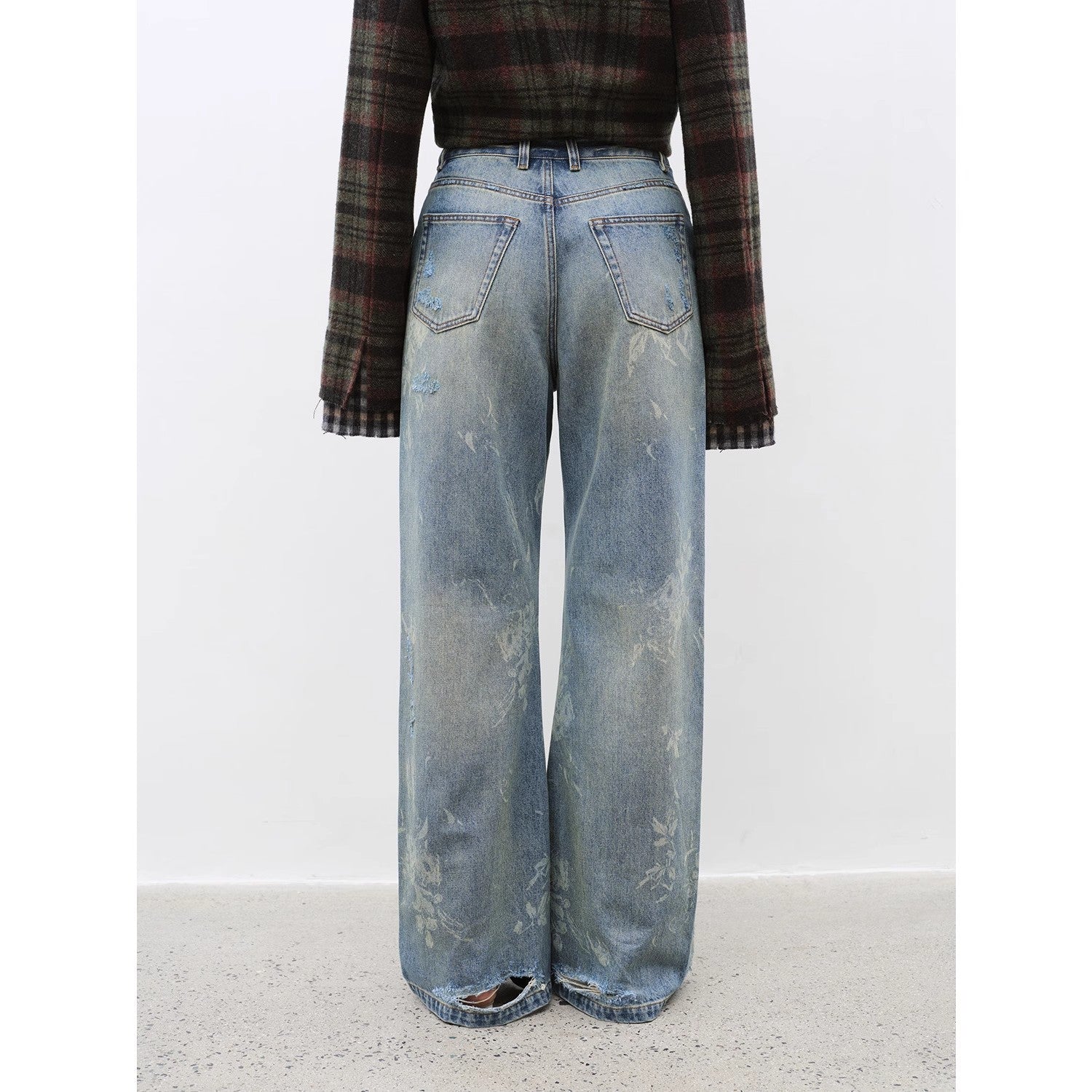 Brown Coeus Denim Shadow retro washed layered casual jacket with printed design and slimming cotton fabric.