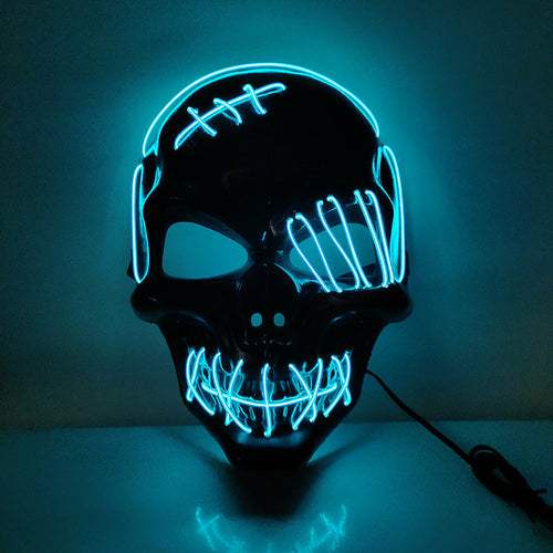 Maroon Asteria Halloween scary one-eyed pirate mask with LED lights, featuring a dark pirate design and eye patch detail.