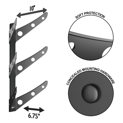 Crimson Astraeus skateboard rack holding up to three skateboard decks, ideal for organizing and displaying skateboards at home or skate park.