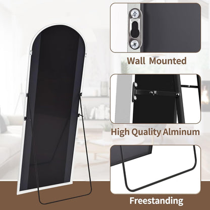 Arched FullLength Aluminum Framed Floor Mirror White