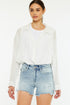 Jade Icarus automotive side slit denim shorts featuring high rise fit and stylish slit details, casual summer denim shorts.
