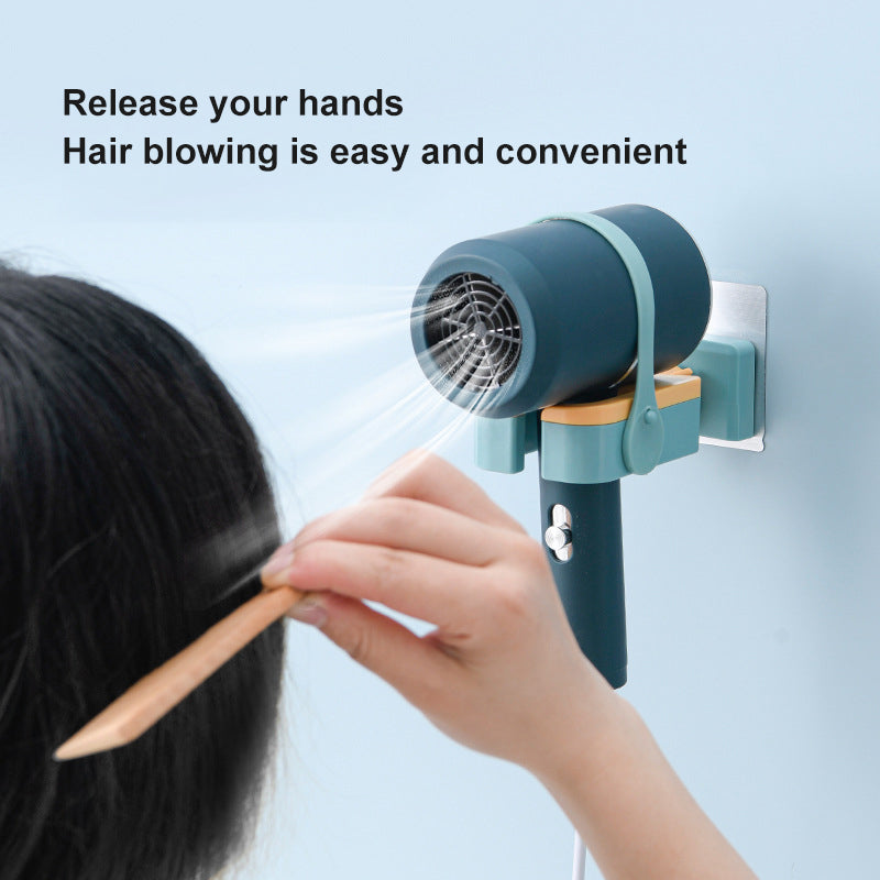 Maroon Asteria wall-mounted bathroom hair dryer rack with punch-free, multifunctional design for organized towel and accessory storage
