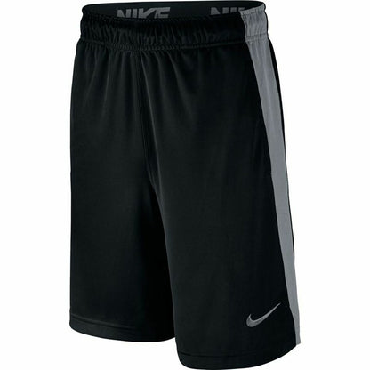 Black children’s sports shorts by Nike, lightweight and comfortable for outdoor activities and active play.