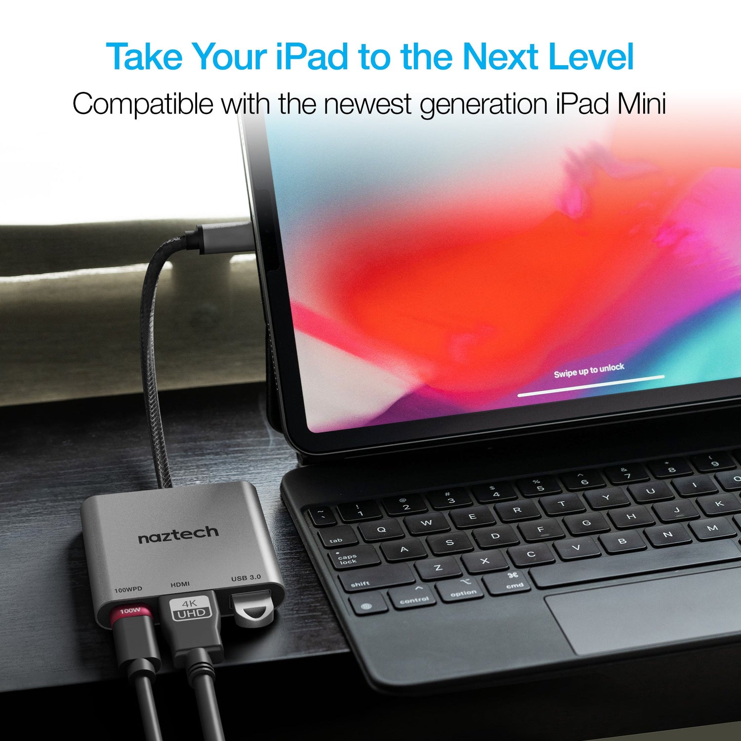 Sky Iapetus Naztech Portable MaxDrive 3100W USB-C Hub showing multiple ports and sleek black design for mobile and laptop connectivity.