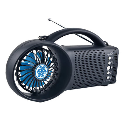 Black Lavender Supersonic Solar Power Bluetooth Speaker with FM radio and LED torch, showing buttons and speaker grille.
