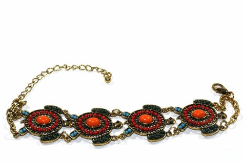 Colorful bead drop turtle bracelet by Silver Hestia featuring vibrant beads and a turtle charm on a delicate bracelet band.